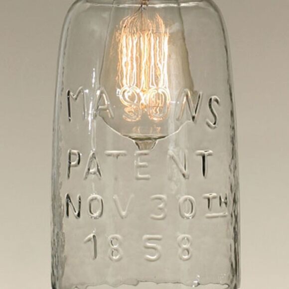 NEW! Half Gallon Open Bottom Glass Caged Mason Jar Pendant Lamp Light Farmhouse - Picture 2 of 2